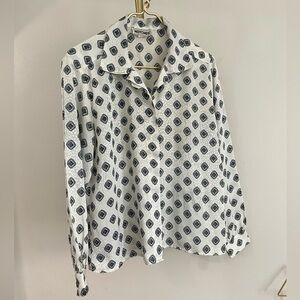 VTG Notches White and Black Old money minimalist Patterned Shirt not size check